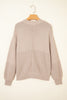 Parchment Mixed Texture Patchwork Knitted Puff Sleeve Sweater
