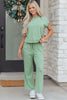 Canton Cuffed Short Sleeve Tee Raw Seam Patch Pocket Drawstring Pants Set
