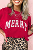 Fiery Red MERRY Letter Pattern Christmas Holiday Baggy Sweater