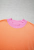 Pink Color Block Contrast Trim Plus Size Sweatshirt