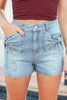 Beau Blue Bow Detail Denim Shorts with Pockets