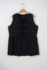 Black Plus Size Solid Color Bow Tie Peplum Tank Top