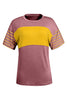 Red Dahlia Color Block Striped Detail Loose T Shirt