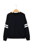 Black Varsity Striped Detail Drop Shoulder Oversized Sweatshirt