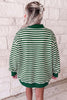 Red Stripe Christmas Slogan Embroidery Patched Mock Neck Oversized Sweatshirt