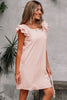 Light Pink Textured Flutter Sleeve Square Neck Bow Back Mini Dress