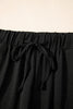 Black Buttoned Vest Drawstring Wide Leg Pants 2pcs Set