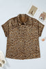 Gold Plus Size Leopard Print Short Sleeve Dolman Shirt