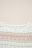 Pink Hollow-out Colorblock Drop Shoulder Casual Sweater