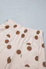 Beige Polka Dot Wide Leg Elastic Waist Casual Pants