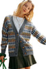 Multicolour Dotty Pattern Knit Button Front V Neck Sweater Cardigan