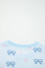 Sky Blue Stripe Bow Star Print Tied Detail 2pcs Lounge Set