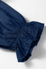 Violet Leopard Trim V Neck Flounced Bracelet Sleeve Blouse