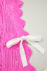 Bonbon Pointelle Knit Patterned Scalloped Trim Short Sleeve Sweater