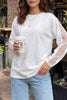 White Sheer Lace Splicing Long Sleeve Shift Top