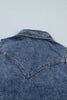 Ashleigh Blue Solid Denim Button Front Pocket Sleeveless Cowboy Vest