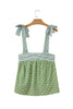 Green Fashion Printed Knot Straps Babydoll Tank Top