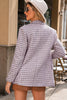 Burgundy Elegant Tweed Plaid Blazer