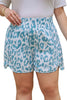 Beau Blue Plus Size Leopard Elastic Waist Athletic Shorts