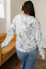 Gray Camo Leaf Print Kangaroo Pocket Quarter Zip Hoodie