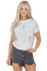 White Short Sleeve Knit Contrast Bow Knot Loose Sweater