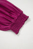 Wild Ginger Plus Size Contrast Trim Button V Neck Puffy Bracelet Sleeve Blouse