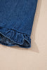 Sail Blue Ruffled Edge Collared Shift Denim Dress with Pockets