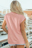 Black Solid Color High Neck Cap Sleeve Loose Top