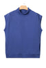 Black Solid Color High Neck Cap Sleeve Loose Top