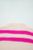 Rose Red I KNOW WAHT I WAT Sequin Letter Graphic Colorblock Loose Sweater