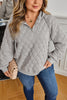 Gray Quilted Quarter Zip Plus Size Hoodie