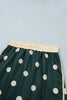 Green Polka Dot Print Color Block Trim Baggy Pullover Drawstring Skirt 2pcs Set