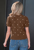 White Elegant Polka Dot Bubble Short Sleeve Sweater