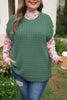 Mist Green Plus Size Solid Color Textured Knit Short Sleeve Sweater