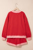 Racing Red Polka Dot Trim Baggy Pullover 2pcs Short Set