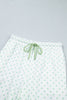 Light Blue Polka Dot Patchwork Colorblock Long Sleeve Casual Two Piece Pants Set