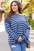 Khaki Stripe Drop Shoulder Casual Sweater