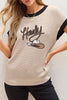 Light French Beige Howdy Cowboy Hat Embroidered Short Sleeve Sweater