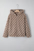 Chestnut Sherpa Rhombus Zip Up Side Pocket Hooded Jacket