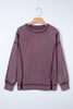 Red Sandalwood Mineral Wash Exposed Seam Side Slit Sweatshirt
