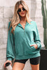 Black Half Zip Kangaroo Pocket Mineral Wash Baggy Hoodie