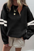 Black Varsity Striped Detail Drop Shoulder Oversized Sweatshirt