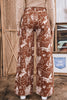 Brown Western Print Casual Shift Jeans