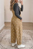 Light French Beige Polka Dot Print Bib Pocket Denim Barrel Overalls Jumpsuit