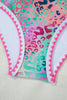 Pink Leopard Ricrac Trim Square Neck High Waist Bikinich