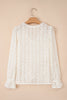 Beige Flower Lace V Neck Ruffled Sleeve Top