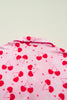 Rose Cherry Bow Mixed Print Scalloped Edge Short Pajama Set