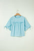 Yellow Cream Tie Half Sleeve Pleated Detail Babydoll Blouse