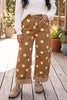 Sky Blue Polka Dot Ankle-Length Metal Button Casual Jeans