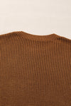 Chestnut Beaded Drop Shoulder Round Neck Sweater